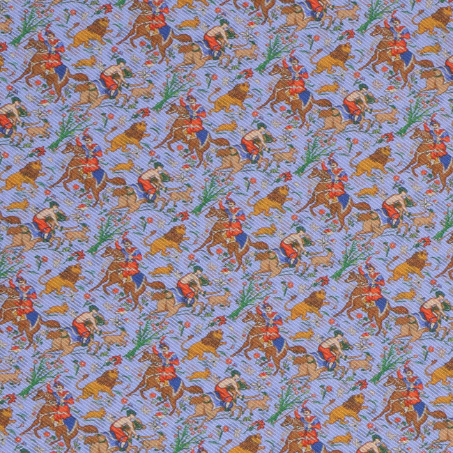 Pocket Square - Double-Face Flowers & Hunting Scene Printed Silk 
