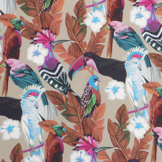 Pocket Square - Tropical Birds Printed Silk 