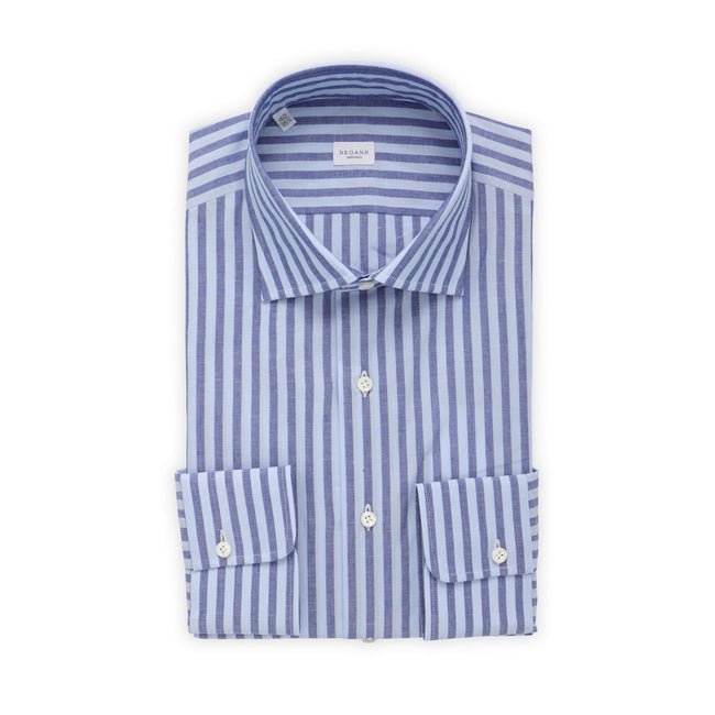 Shirt - Striped Cotton & Linen Single Cuff