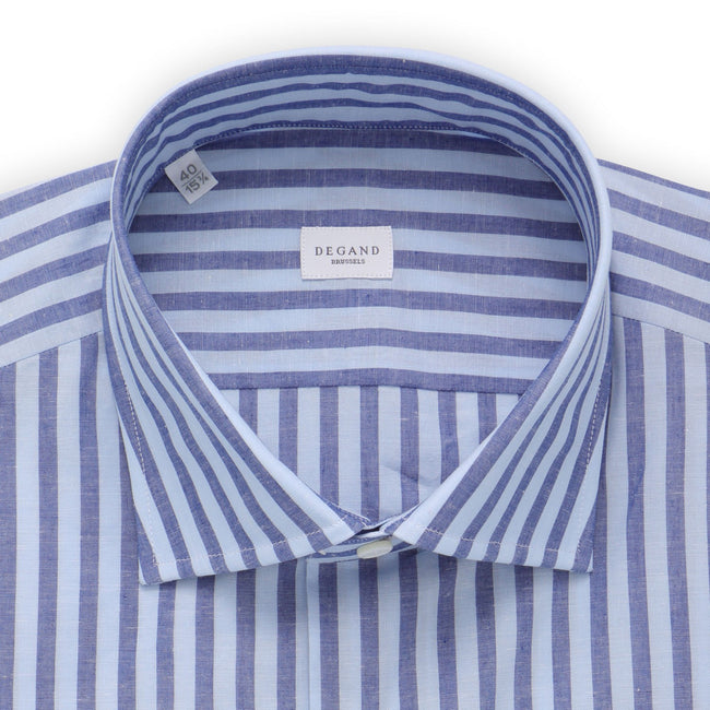 Shirt - Striped Cotton & Linen Single Cuff
