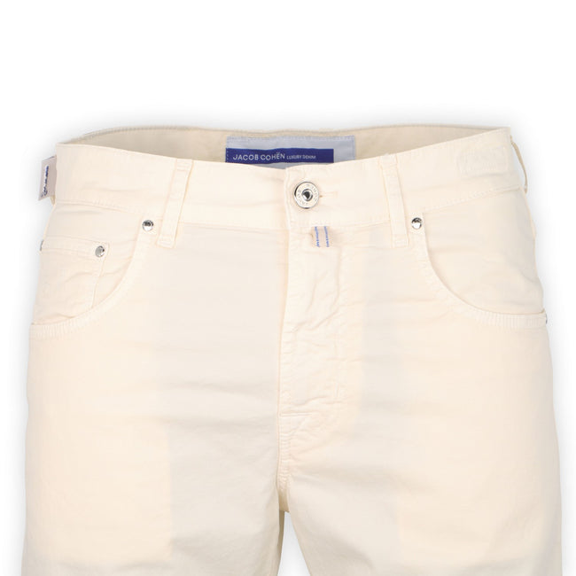 Bermuda Shorts - NICOLAS Cotton Stretch Off White Patch 