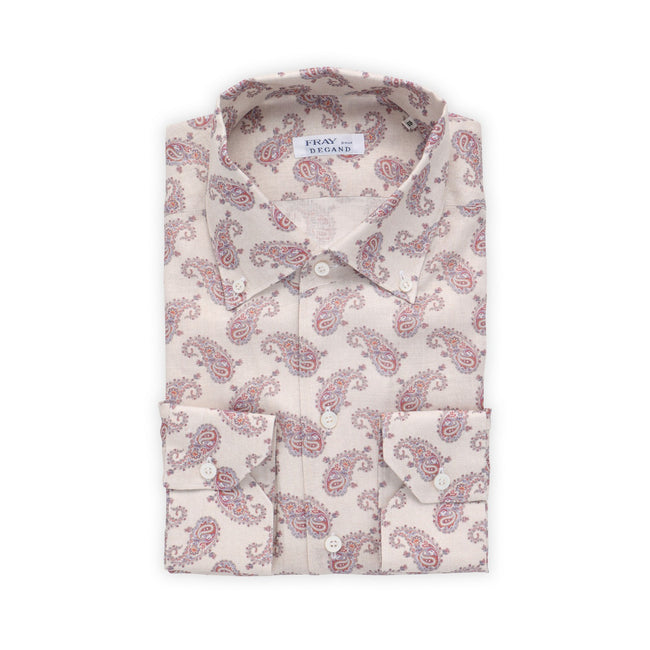 Shirt - CANNES Paisley Pattern Linen Single Cuff 