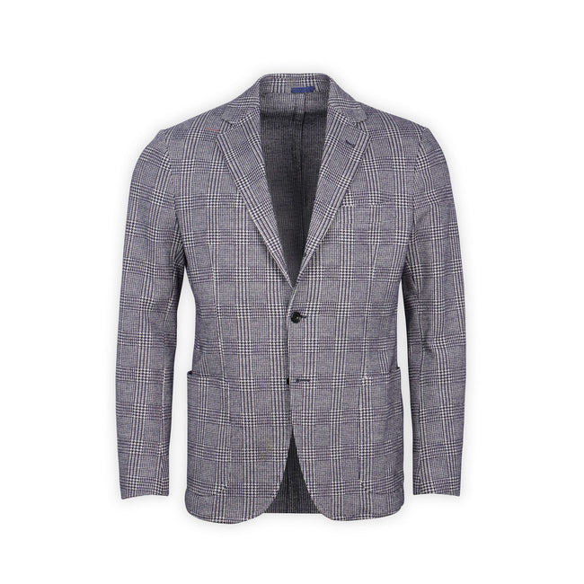 Blazer - Prince-Of-Wales Wool & Cotton Single Breasted 