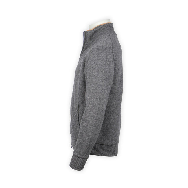 Cardigan - Wool & Polyamide Synthetic Fur-Lined Mock Neck Zipped  