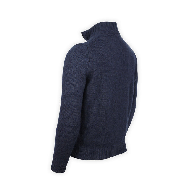 Sweater - Cashmere Zipped Mock Neck With Suede Details
