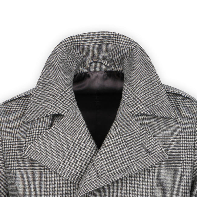 Double-Breasted Trench Coat - Prince-Of-Wales Wool & Polyester Reversible