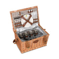 Picnic Basket - CONCORDE Checkered Fabric & Wicker For 4 Persons