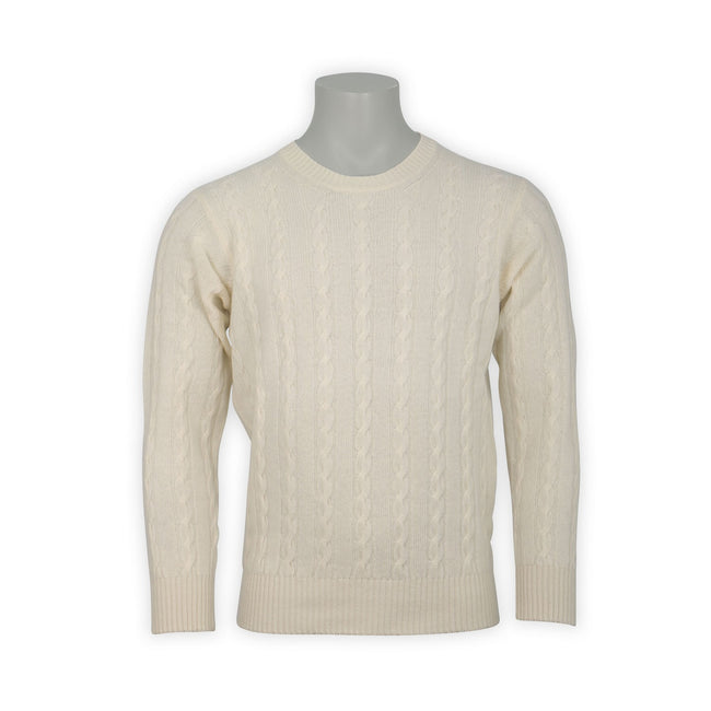 Cable Knit Sweater - Geelong Wool Crew Neck 