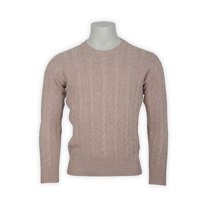 Cable Knit Sweater - Geelong Wool Crew Neck 