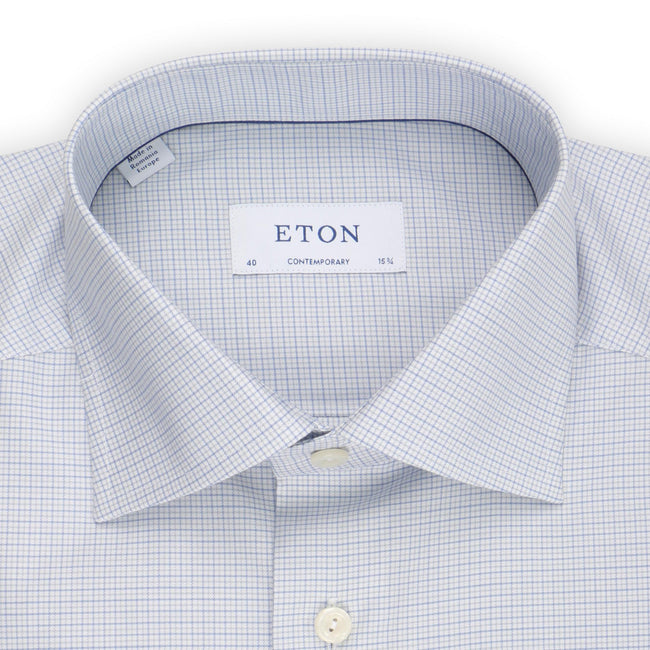 Shirt - Mini Checkered Cotton & Lyocell Single Cuff Regular Fit