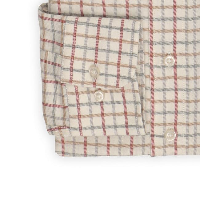 Winter Shirt - Checkered Cotton & Cashmere Single Cuff + Breast Pocket 