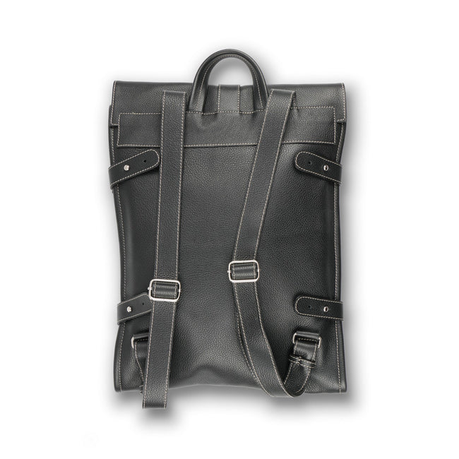 Backpack - Grained Leather With Buckle Closure