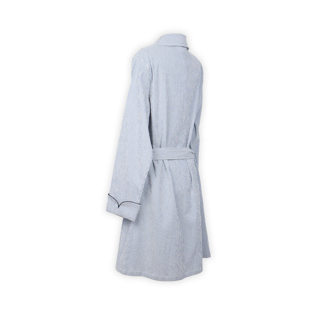 Dressing Gown - Striped Seersucker Cotton Stretch For Women 