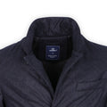 Jacket - Quilted Wool & Suede High Collar Buttoned 