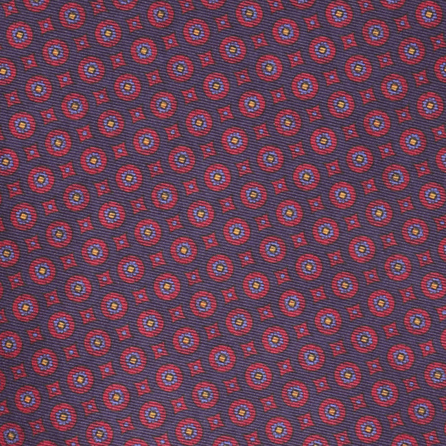 Pocket Square - Double Face Flowers & Circles Silk 