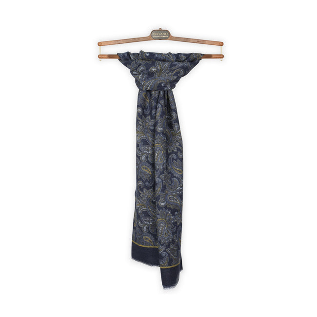 Scarf - Double Face Paisley & Flowers Wool 