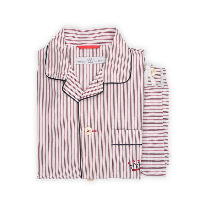 Pajama - Double Lines Pattern Cotton Poplin Shirt + Pants 