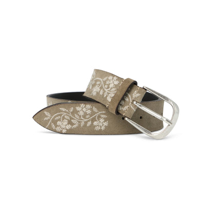 Belt Natural Leather Embroidered Coloured Drawings 