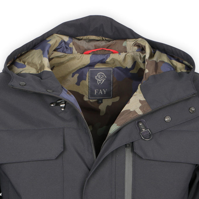 Field Jacket - Polyester & Nylon Military Print Lining Hooded