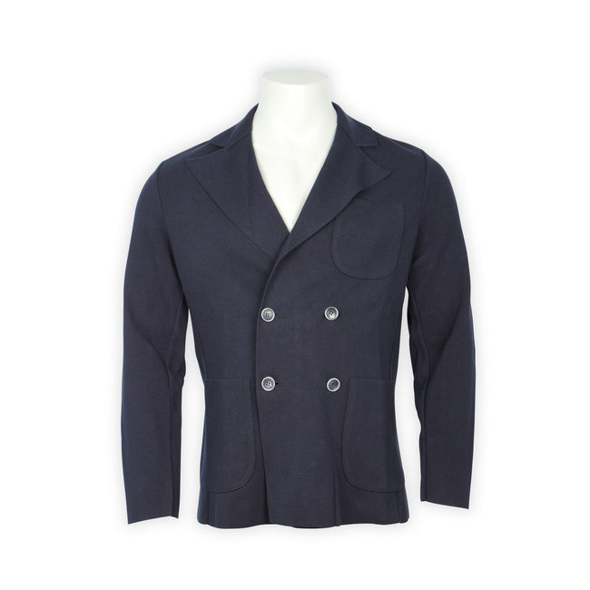 Double-Breasted Blazer - Cotton Knitted Finished Sleeves