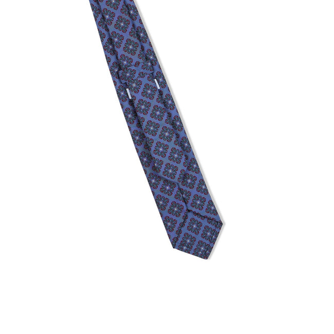 Threefold Fantasy Pattern Blue Silk Tie - 8,5cm width