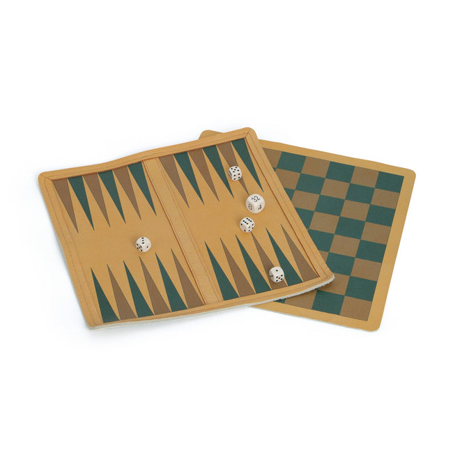 Colour Plain Leather Chess and Backgammon Travel Roll-Up