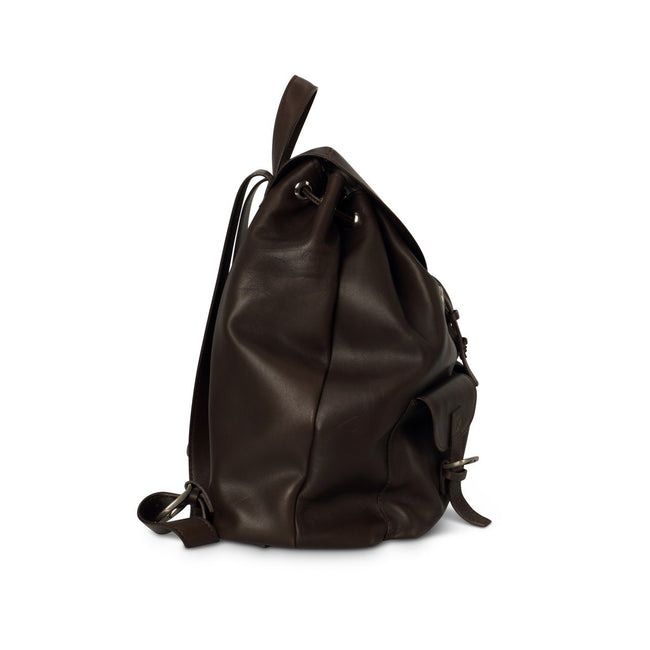 Dark Brown Leather Backpack