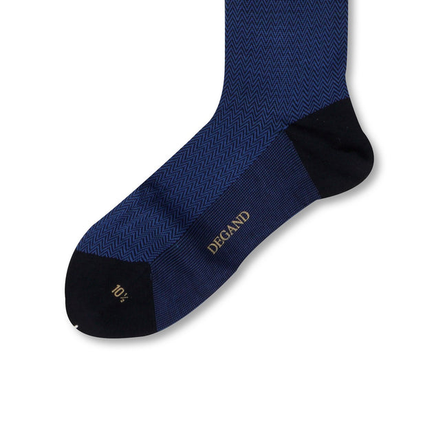 Herringbone Navy and Cobalt Scotland Thread Long Socks