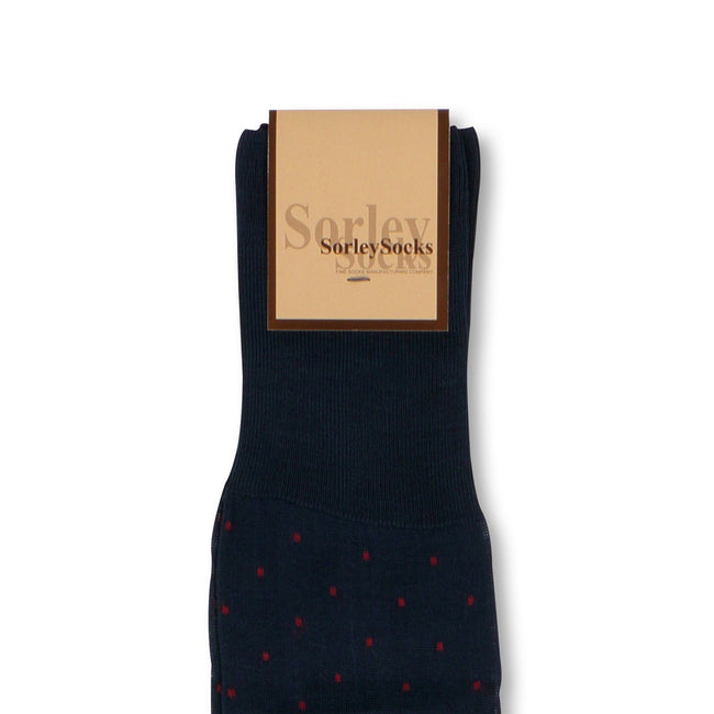 Dots Navy and Red Scotland Thread Long Socks