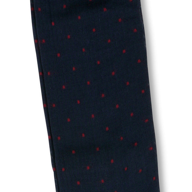 Dots Navy and Red Scotland Thread Long Socks