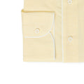 Yellow Cotton And Linen Mao Neck Single Cuff Long Sleeves Shirt 