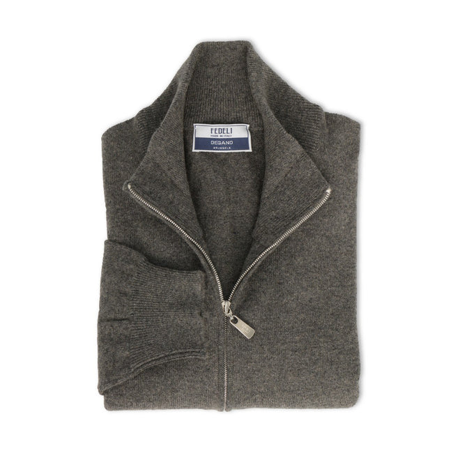 Cardigan - Grey Cashmere Zipped 