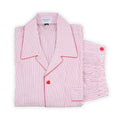 Pajamas Bicolour Striped With Piping Long Sleeves  Buttoned + Pants Cotton 