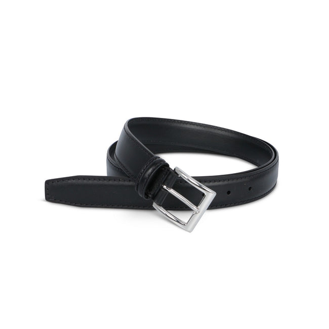 Black Leather Belt - Silver Buckle