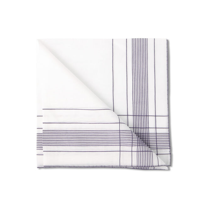 Striped 42cm White Handkerchief