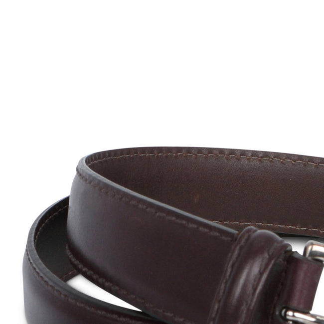 Burgundy Stitched Smooth Leather Belt