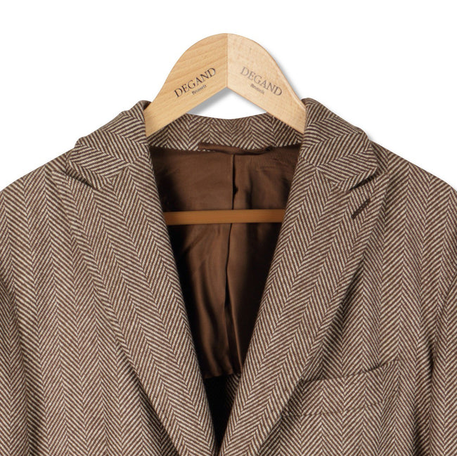 Brown Herringbone Cashmere Coat