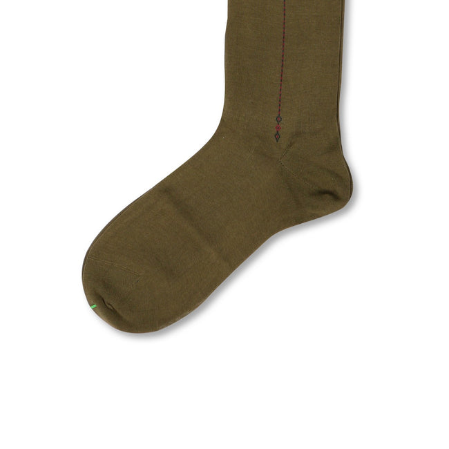 Plain Khaki and Navy/Red Clocked Scotland Thread Long Socks