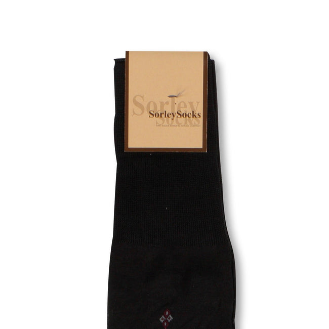 Plain Black and Grey/Red Clocked Scotland Thread Long Socks