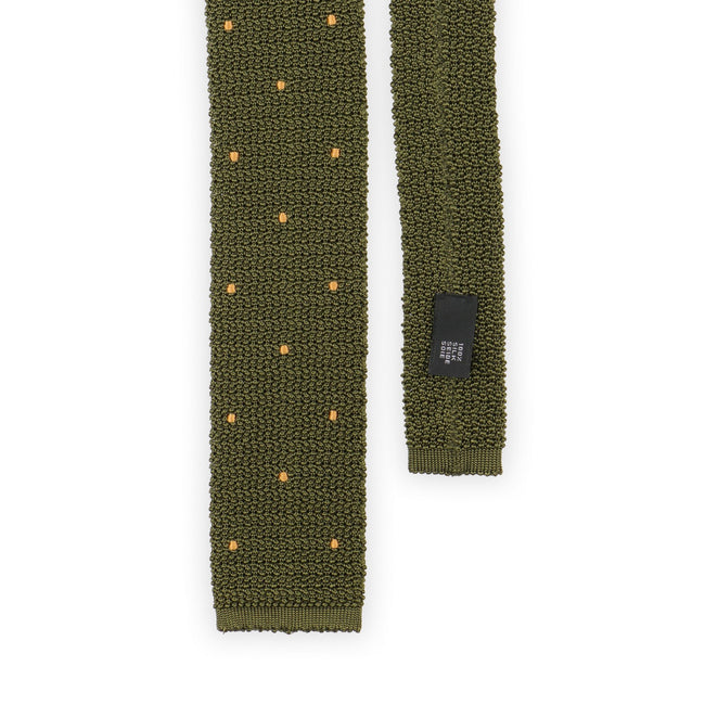 Tie - Knitted Silk With Embroidered Dots Square Cut