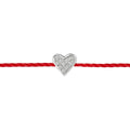 Bracelet Red Thread Rhodium Silver & Heart Pavé Diamond - IDENTITY Collection
