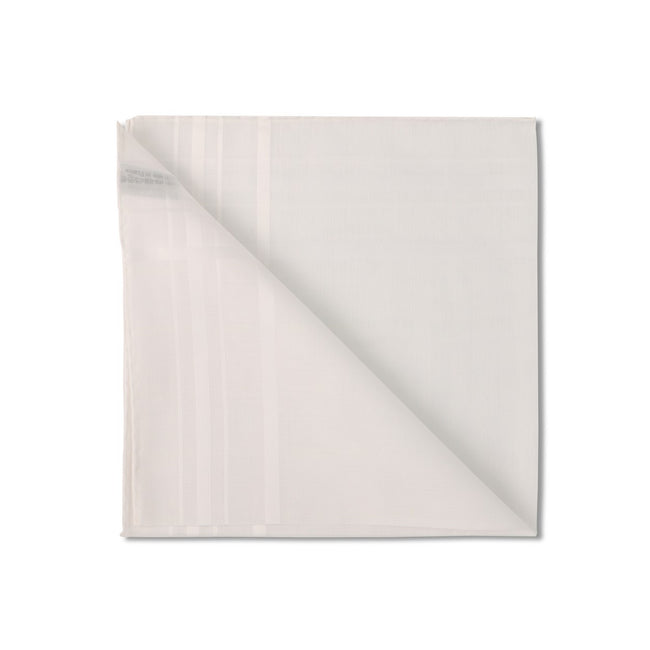 Striped Tone on Tone 40cm White Handkerchief