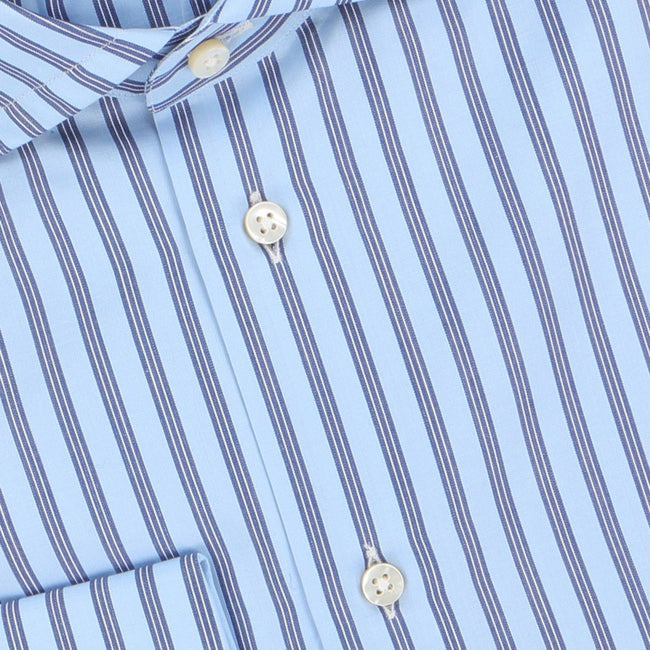 Striped Blue and Navy Double Cuff Shirt