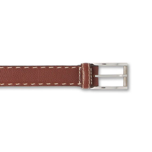 Belt Plain Colour With Sewing Line Genuine Leather 