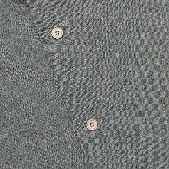 Shirt Chambray Checked With Red Embroideries Single Cuff Italian Collar 