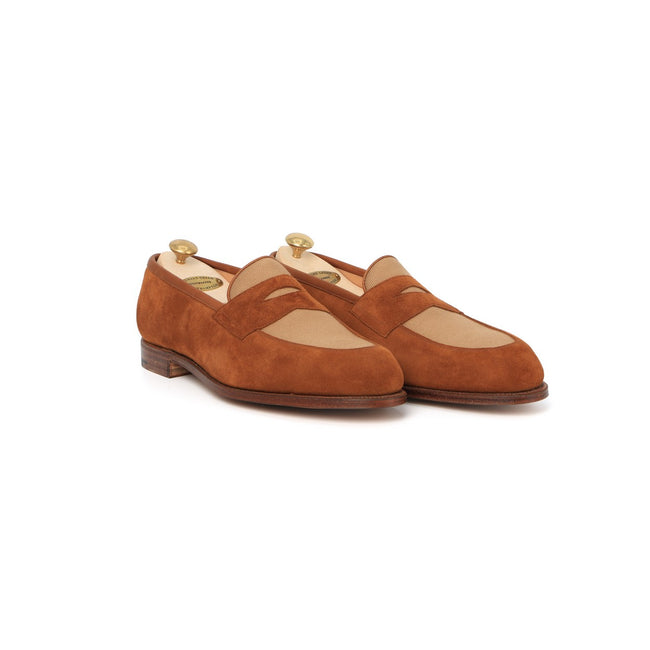 Penny Loafers - PICCADILLY Nutmeg Suede, Canvas & Leather Soles Apron