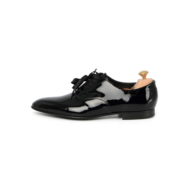 Smoking Derbies - CARNEGIE Black Patent Leather & Leather Soles Lace-Ups