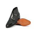 Chukka Boots - WILLIAM II Calf Leather & Double Leather Soles + Double Buckle