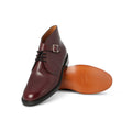 Chukka Boots - COMBE Calf Leather & Double Leather Soles Lace-Ups + Bride + Single Buckle