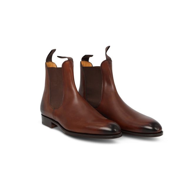 Chelsea Boots - NEWMARKET Dark Oak Leather & Leather Soles Elastic-Sided
